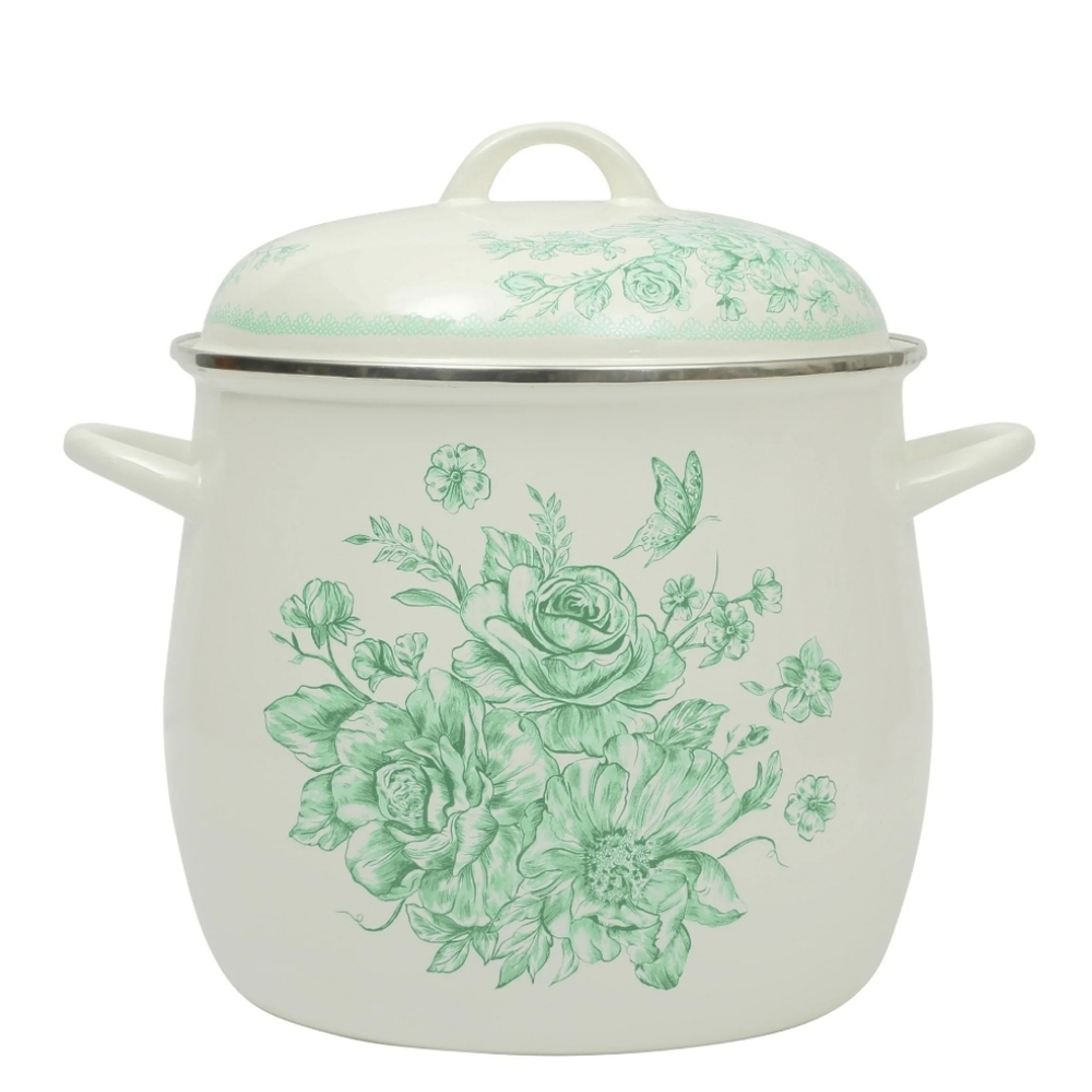 ❤️ The Pioneer Woman Agath Green Floral Stockpot with Lid